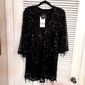 NWT Zara Black Sequined Cocktail Dress. Size XS in perfect condition.